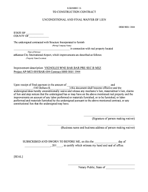 Unconditional and Final Waiver of Lien