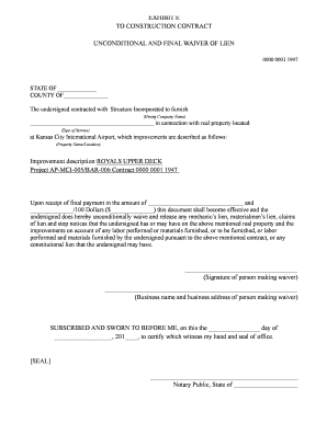 Unconditional and Final Waiver of Lien