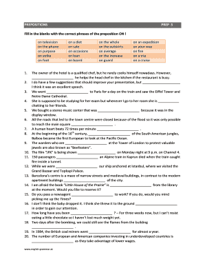 English Grammar Preposition Exercise