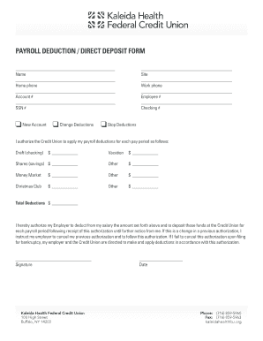 Payroll Deduction Direct Deposit Form