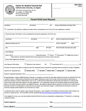 Parent PLUS Loan Request Form