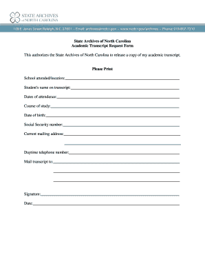 Academic Transcript Request Form