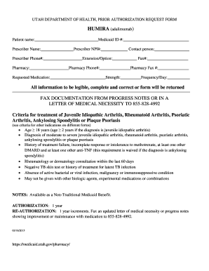 Utah Humira Prior Authorization Request Form