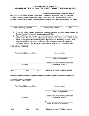 Employee Direct Deposit Authorization
