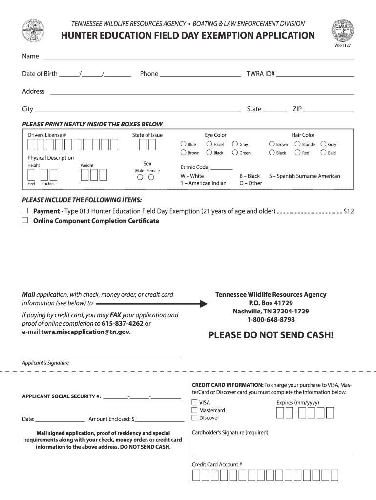 twra field day exemption type 013 permit Preview on Page 1