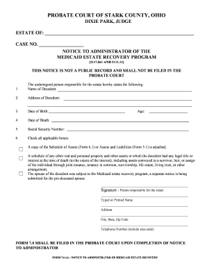 Notice to Administrator of Medicaid Estate Recovery