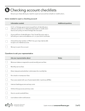 Bank Account Opening Checklist