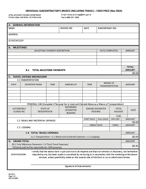 Individual Subcontractor Invoice