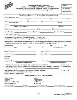 Aflac Accident Insurance Application
