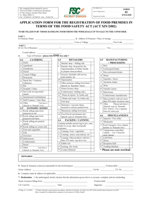 Food Premises Registration Application
