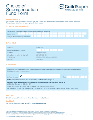 GuildSuper Choice of Superannuation Fund Form