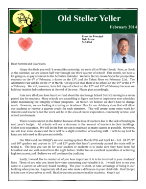 Feb. 2014 Newsletter - Steller Secondary School