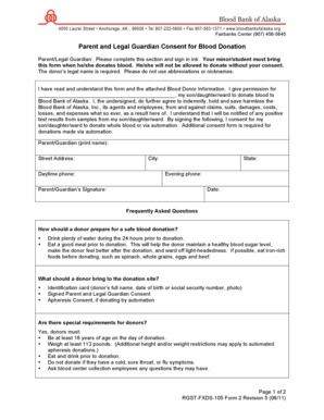 Parent and Legal Guardian Consent for Blood Donation