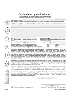 Certificate of Origin and Health