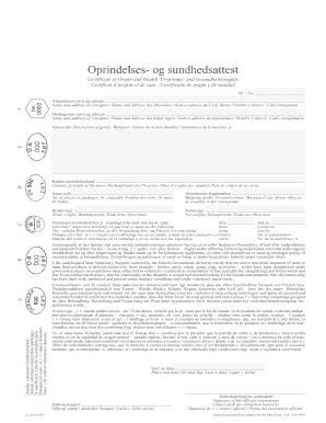 Certificate of Origin and Health