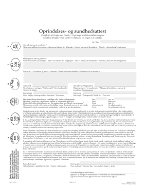 Certificate of Origin and Health