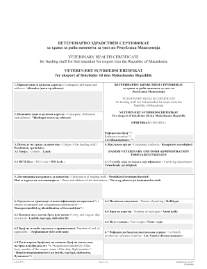 Veterinary Health Certificate for Fish Feed