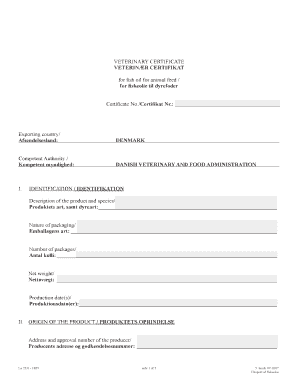 Veterinary Certificate for Fish Oil Export