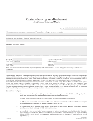 Certificate of Origin and Health for Meat