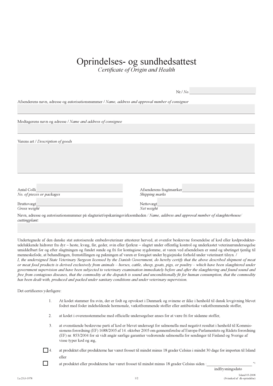 Certificate of Origin and Health