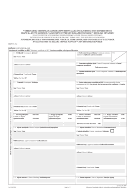 Veterinary Certificate for Processed Pet Food