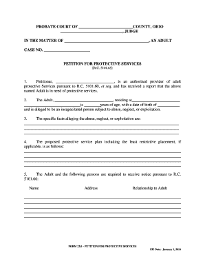 Ohio Petition for Protective Services
