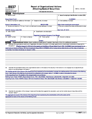 Form 8937 Report of Organizational Actions