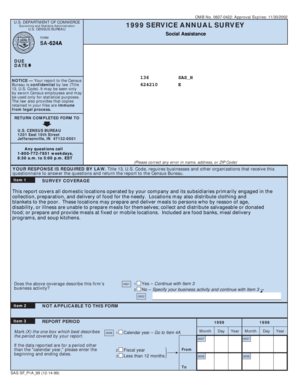 US Census Bureau Service Annual Survey Form SA-624A