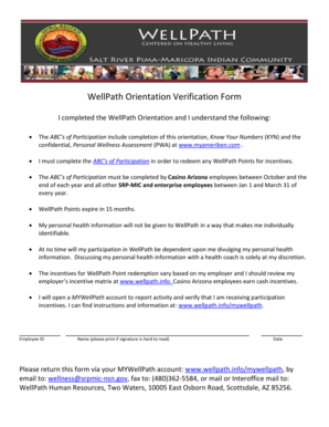 WellPath Orientation Verification Form