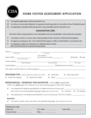 Home Visitor Assessment Application