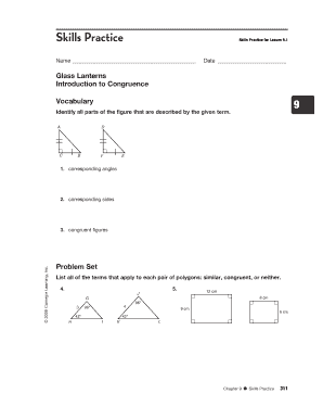 Skills Practice for Lesson 9.1