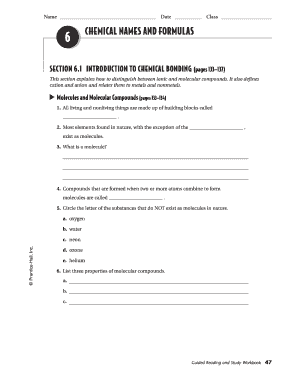 Chemical Names and Formulas Workbook
