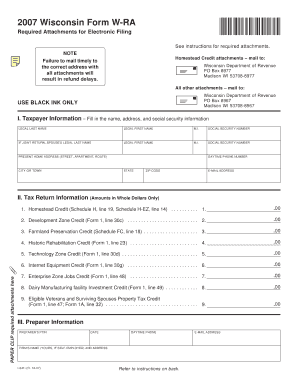 Wisconsin Form W-RA 2007