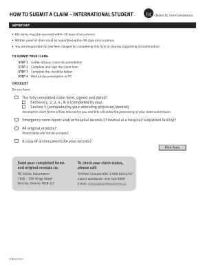 International Student Claim Form