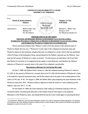 Confidential information memorandum example - MEMORANDUM OF DECISION GRANTING THE DEBTORS' MOTION TO DETERMINE VALUE OF COLLATERAL, OVERRULING WACHOVIA'S OBJECTION TO MOTION TO DETERMINE VALUE OF COLLATERAL AND OVERRULING WACHOVIA'S OBJECTION TO CONFIRMATION. (ch 13 # 09-10520) - vtb -