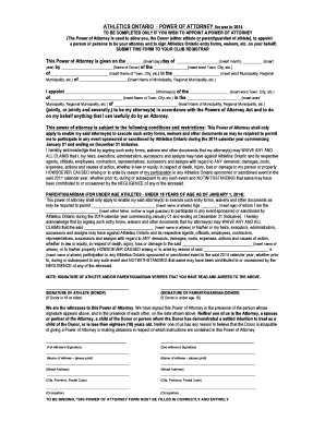 Athletics Ontario Power of Attorney