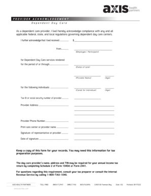 Provider Acknowledgment Form