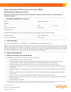 Voya IRA Distribution Request Form
