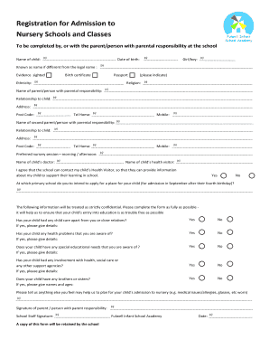 Nursery School Admission Registration Form