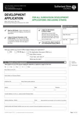 Subdivision Development Application Form
