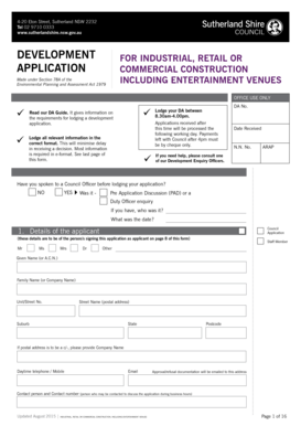 Development Application Form for Industrial, Retail or Commercial Construction