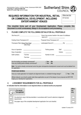 Development Application Checklist