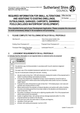 Development Application Checklist for Small Alterations and Additions