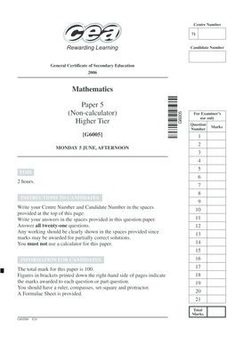 Paper 5 (Non-calculator) Higher Tier - School... - school-sites