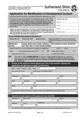 Application for Modification of Development Consent