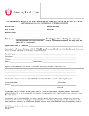 Authorization for Protected Health Information
