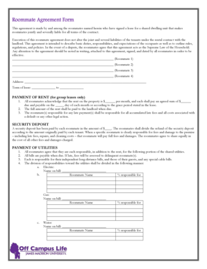 Roommate Agreement Form