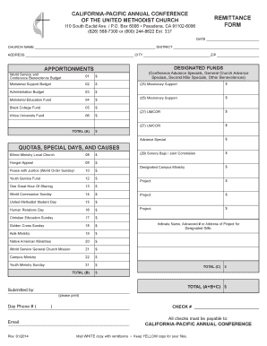 2014-Remittance-Form.. - California-Pacific Annual Conference