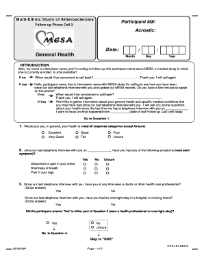 MESA Follow-up Phone Call 3
