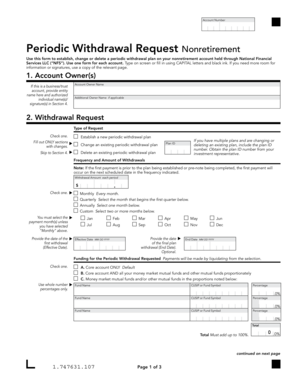Periodic Withdrawal Request Nonretirement Form